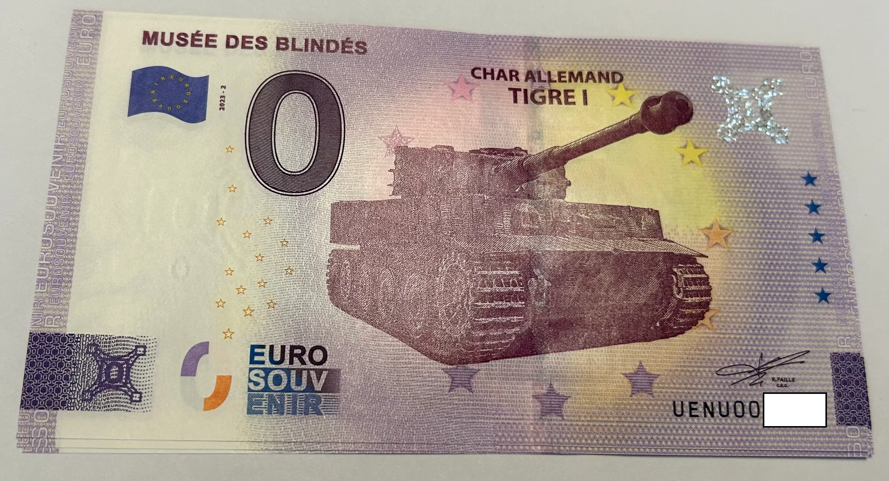 BILLETE 0 EURO FRANCIA UENUI 2023-2 MUSEE DES BLINDES